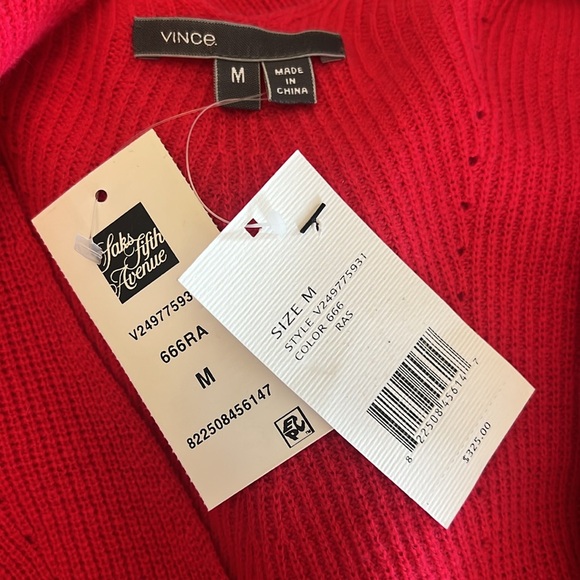 Vince Pink Cashmere Ribbed V-Neck Sweater - Picture 6 of 6